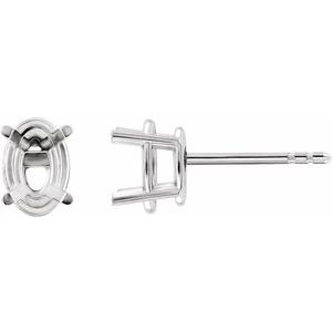 14K White Gold 10x8 mm Oval 4-Prong Lightweight Earring Mounting