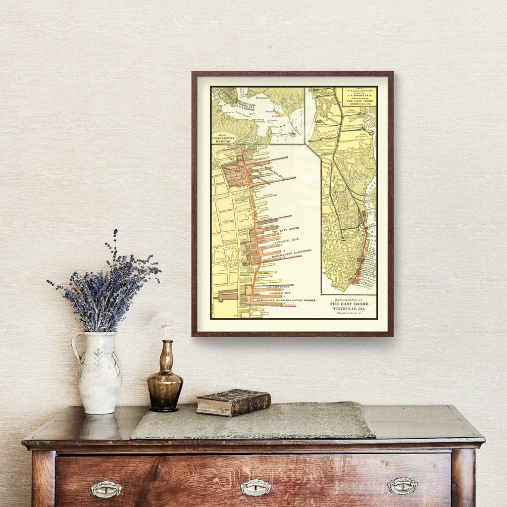 Vintage Map of Charleston, South Carolina 1920