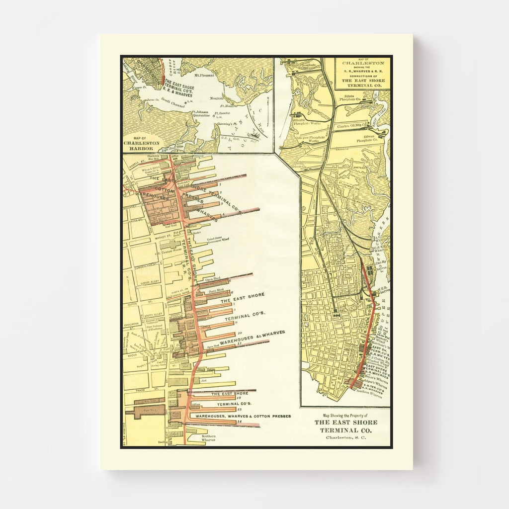 Vintage Map of Charleston, South Carolina 1920
