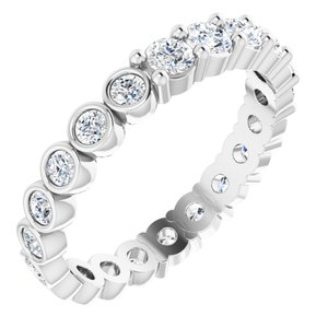 14K White 1 3/8 CTW Natural Diamond Reversible Eternity Band Size 8