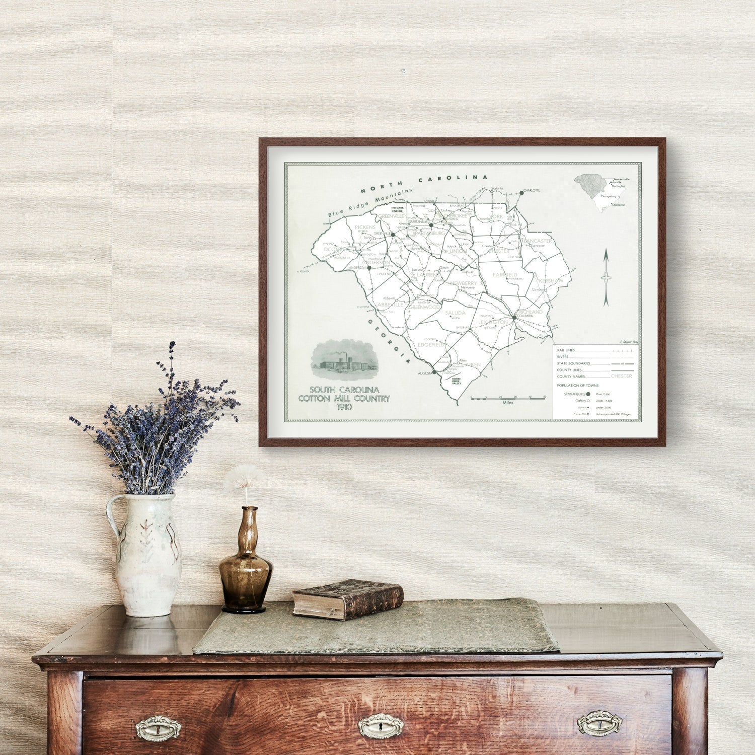 Vintage Map of South Carolina 1910