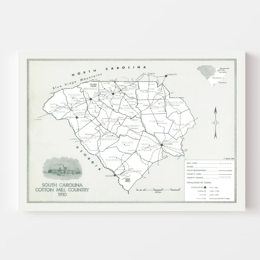 Vintage Map of South Carolina 1910