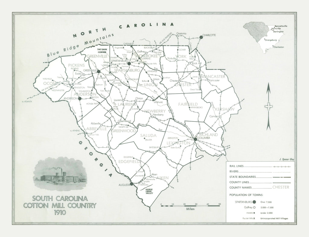 Vintage Map of South Carolina 1910