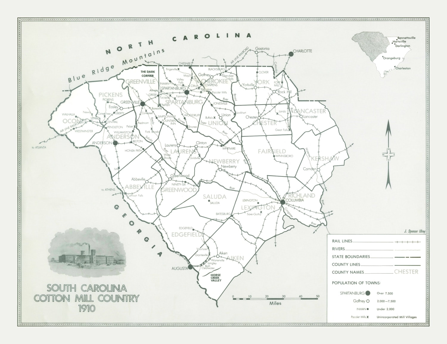 Vintage Map of South Carolina 1910