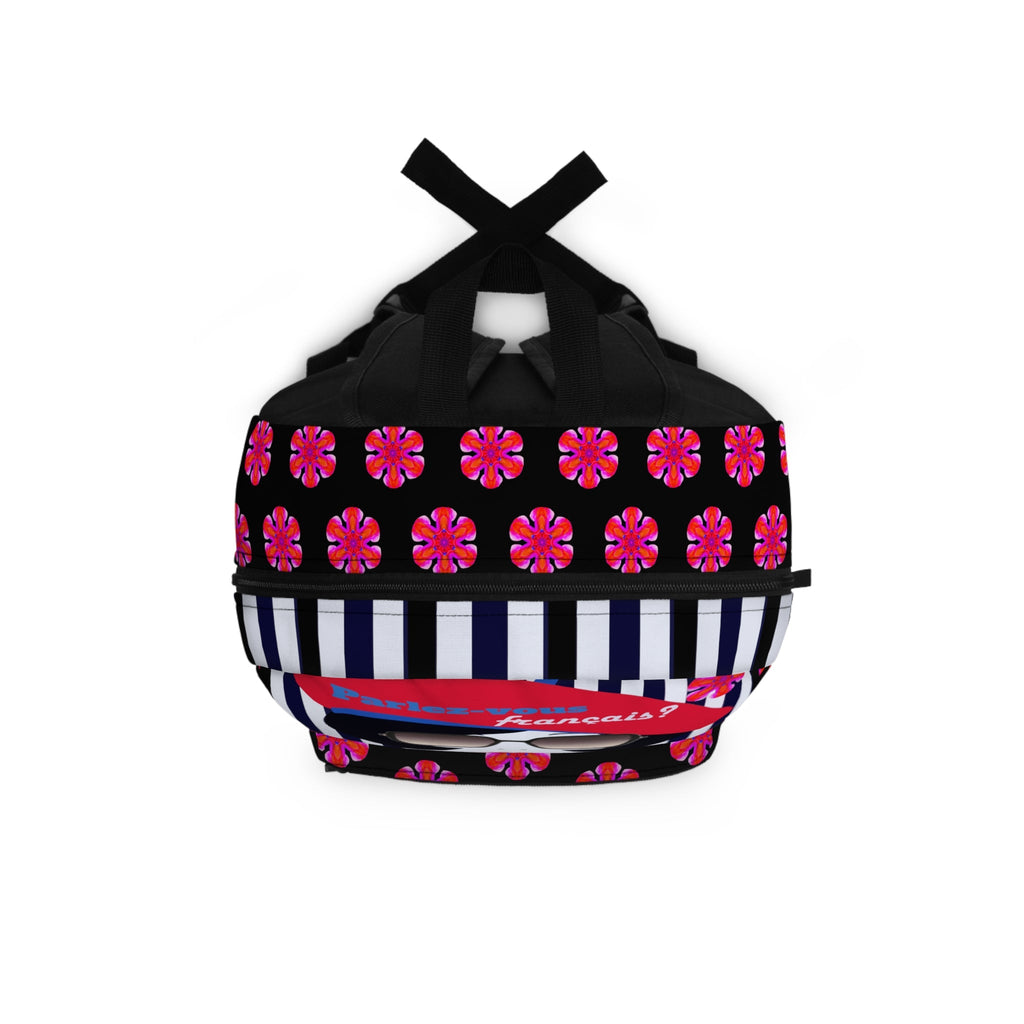 Parlez-vous Francais? Chic Floral Backpack - Perfect for School, Travel, Gift, Parisian Style, Unique Fashion Statement