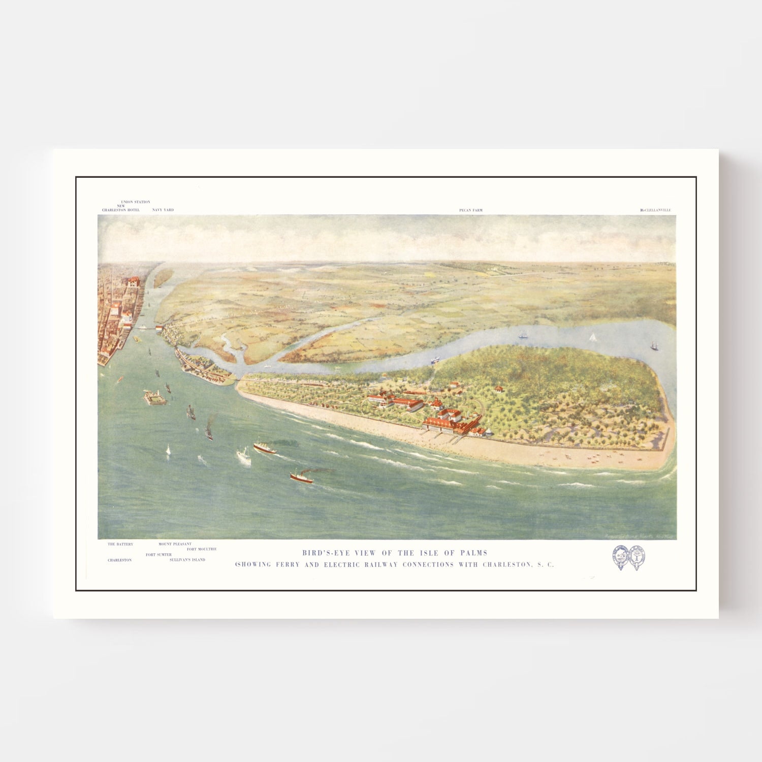 Vintage Map of Isle of Palms, South Carolina 1910