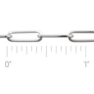 14K White 3.85 mm Paperclip-Style Chain by the Inch