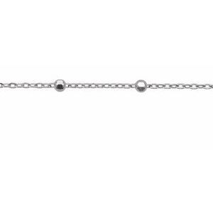 14K White .85 mm Faceted Beaded Cable Chain by the Inch