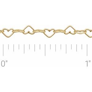 14K Yellow Gold-Filled 3.2 mm Heart Chain by the Inch