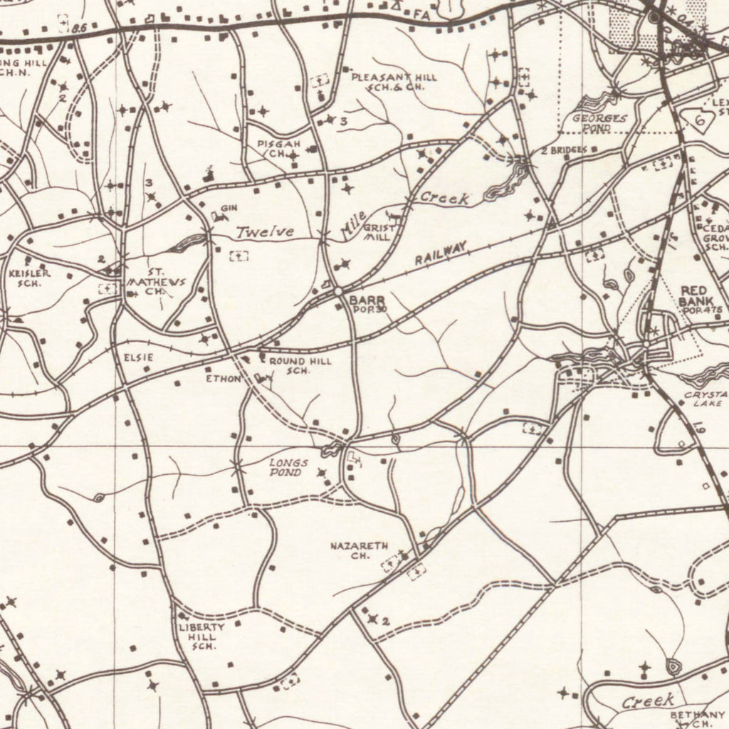 Vintage Map of Lexington County, South Carolina 1939
