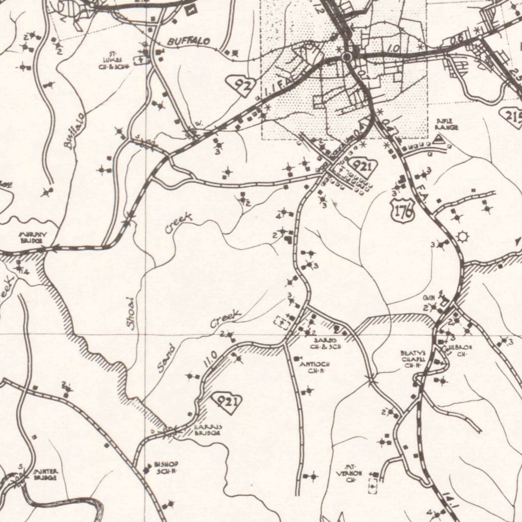 Vintage Map of Union County, South Carolina 1939