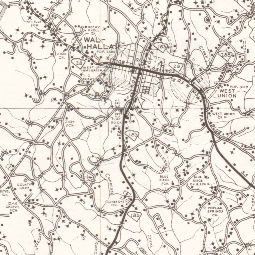 Vintage Map of Oconee County, South Carolina 1939
