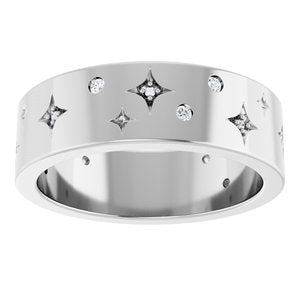 Platinum 1/8 CTW Natural Diamond Star Band Size 7