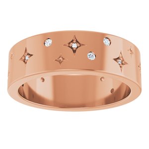 14K Rose 1/8 CTW Natural Diamond Star Band Size 7