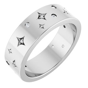 14K White 1/8 CTW Natural Diamond Star Band Size 7