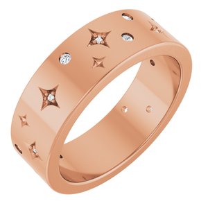 14K Rose 1/8 CTW Natural Diamond Star Band Size 7