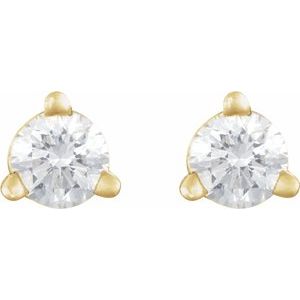 14K Yellow Gold 1/10 CT Natural Diamond Press Fit Back Stud Earring