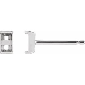 Platinum 3x1.5 mm Straight Baguette Channel-Set Stud Earring Mounting