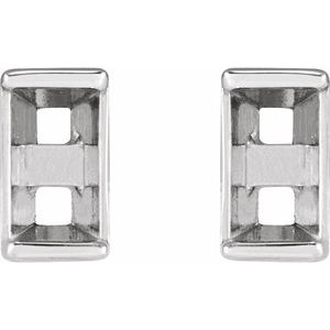 Platinum 2.5x1.25 mm Straight Baguette Channel-Set Stud Earring Mounting – image 2