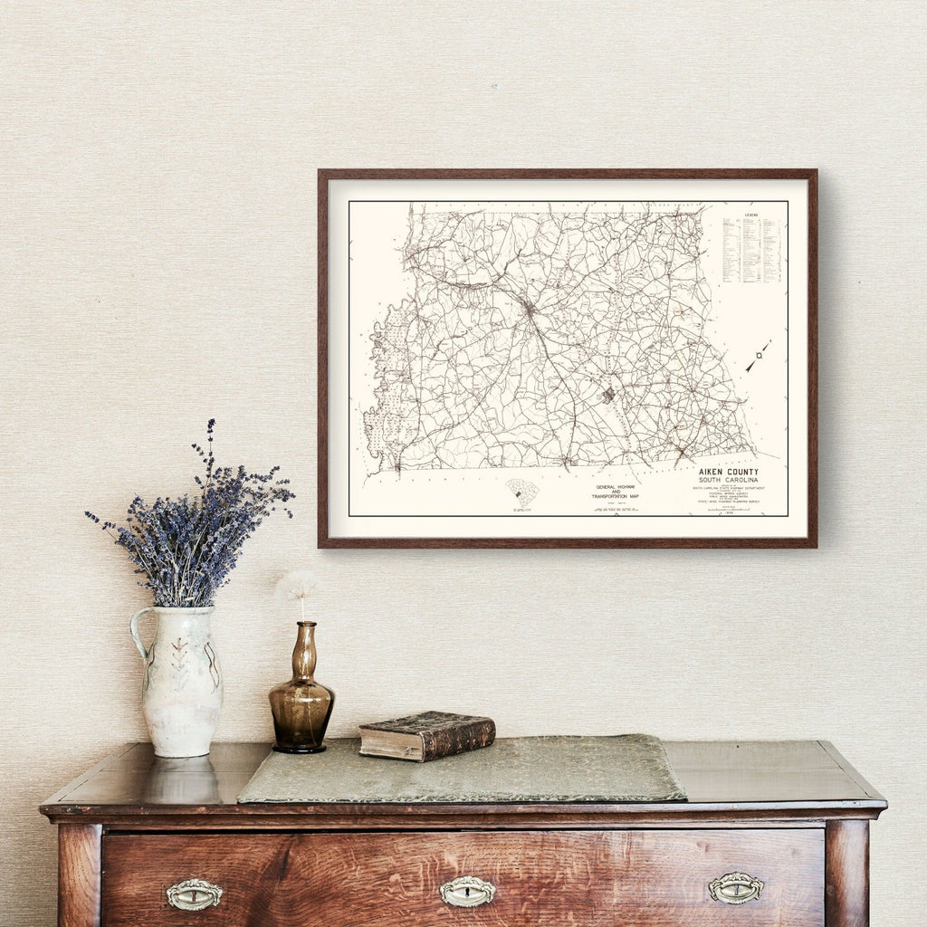 Vintage Map of Aiken County, South Carolina 1939
