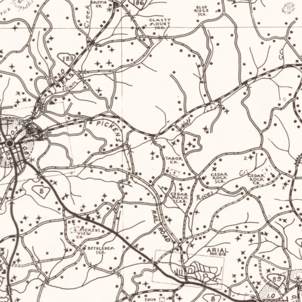 Vintage Map of Pickens County, South Carolina 1939