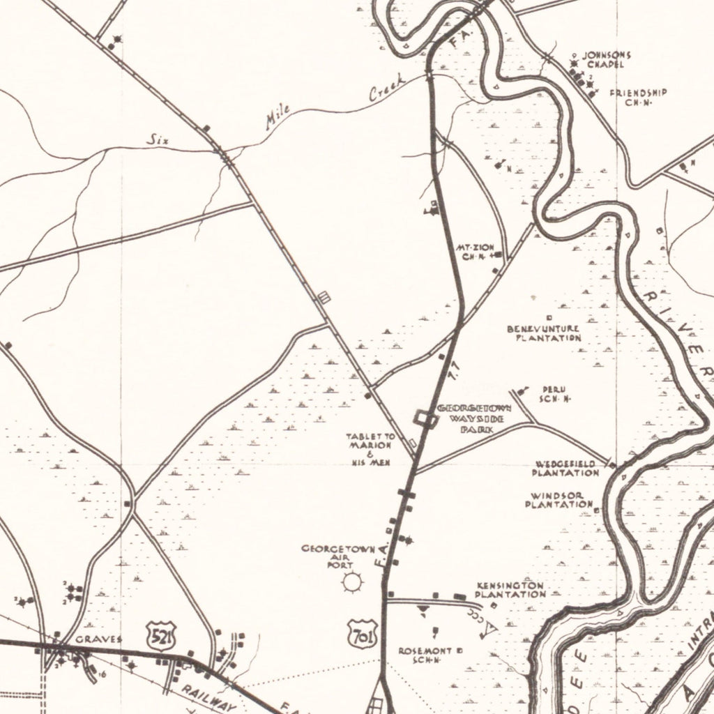 Vintage Map of Georgetown County, South Carolina 1939