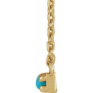 14K Yellow Cabochon Natural Turquoise Bar 16" Necklace
