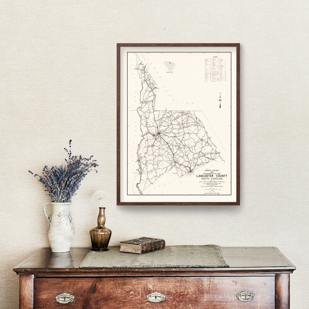 Vintage Map of Lancaster County, South Carolina 1939