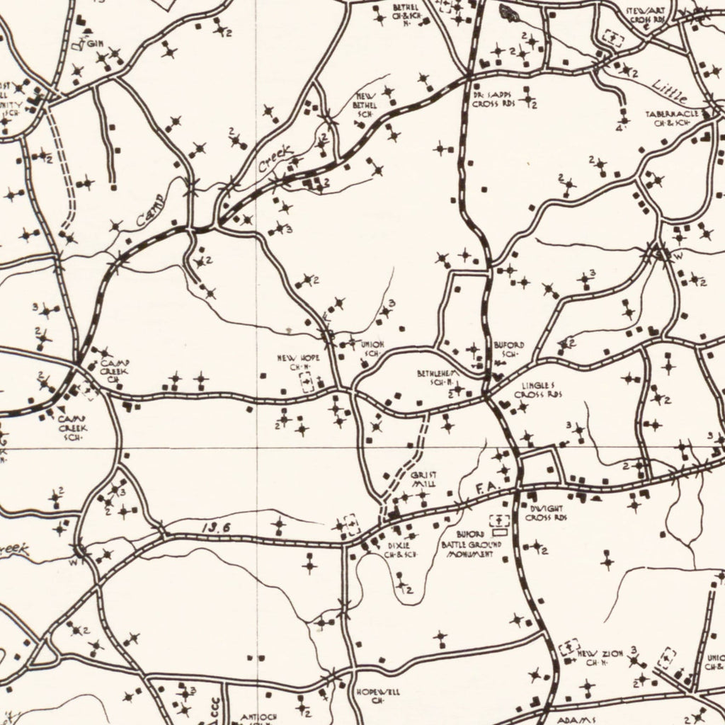 Vintage Map of Lancaster County, South Carolina 1939