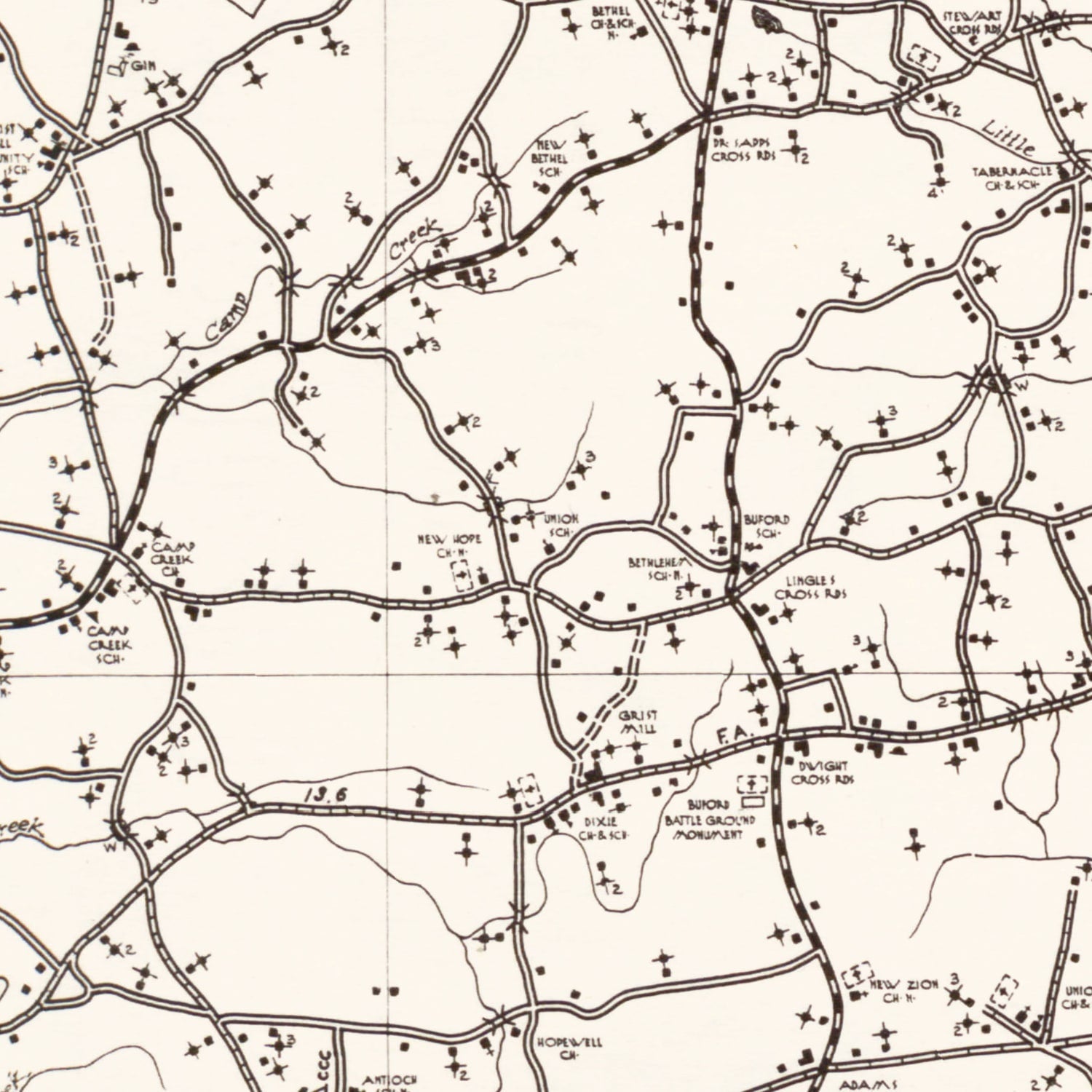 Vintage Map of Lancaster County, South Carolina 1939