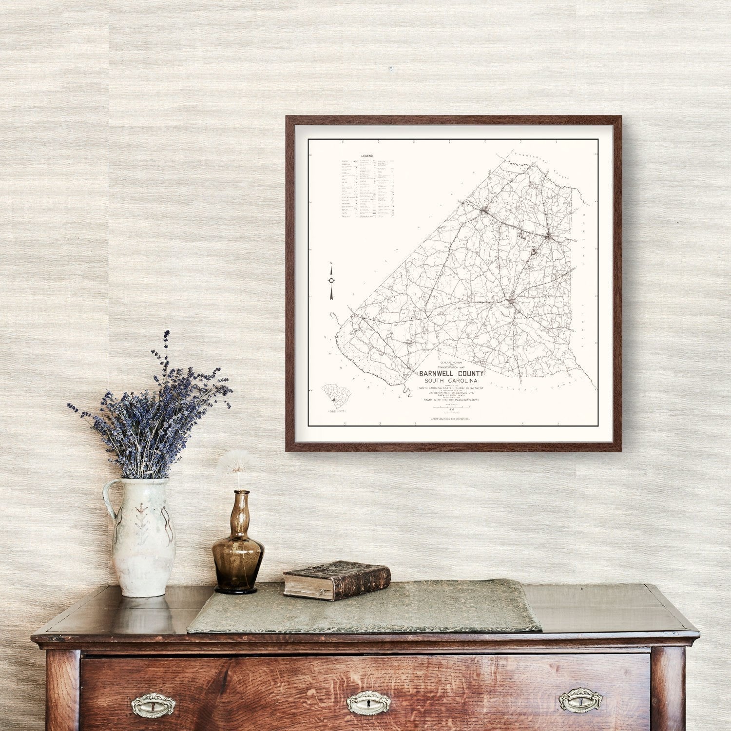 Vintage Map of Barnwell County, South Carolina 1939