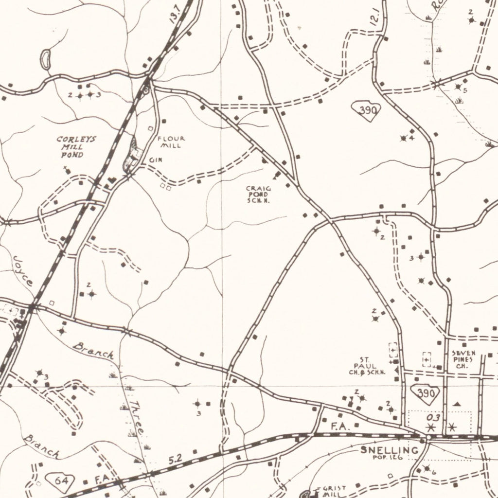 Vintage Map of Barnwell County, South Carolina 1939