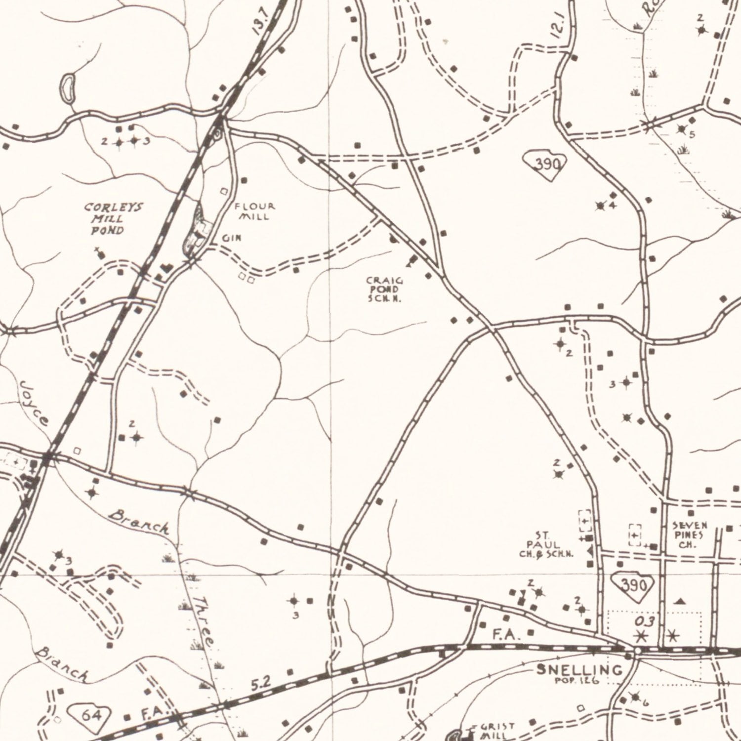 Vintage Map of Barnwell County, South Carolina 1939