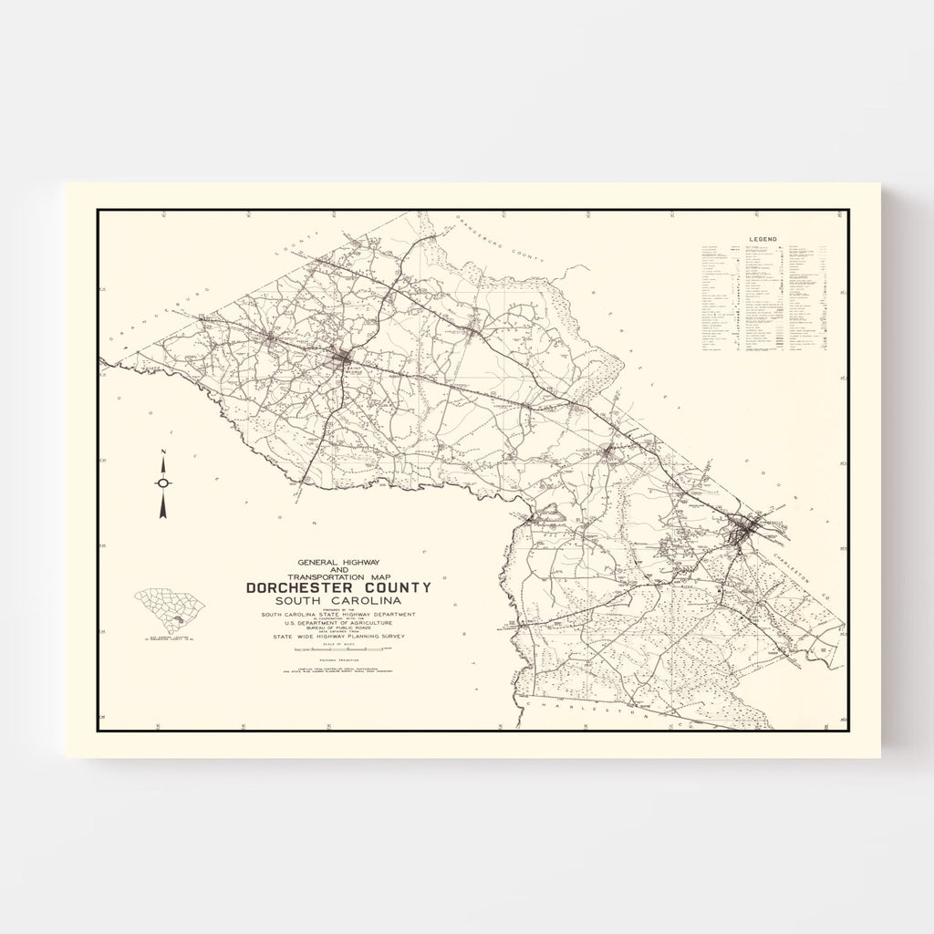 Vintage Map of Dorchester County, South Carolina 1939