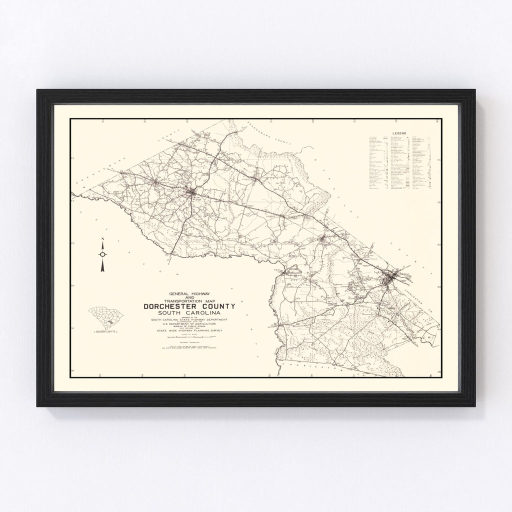 Vintage Map of Dorchester County, South Carolina 1939