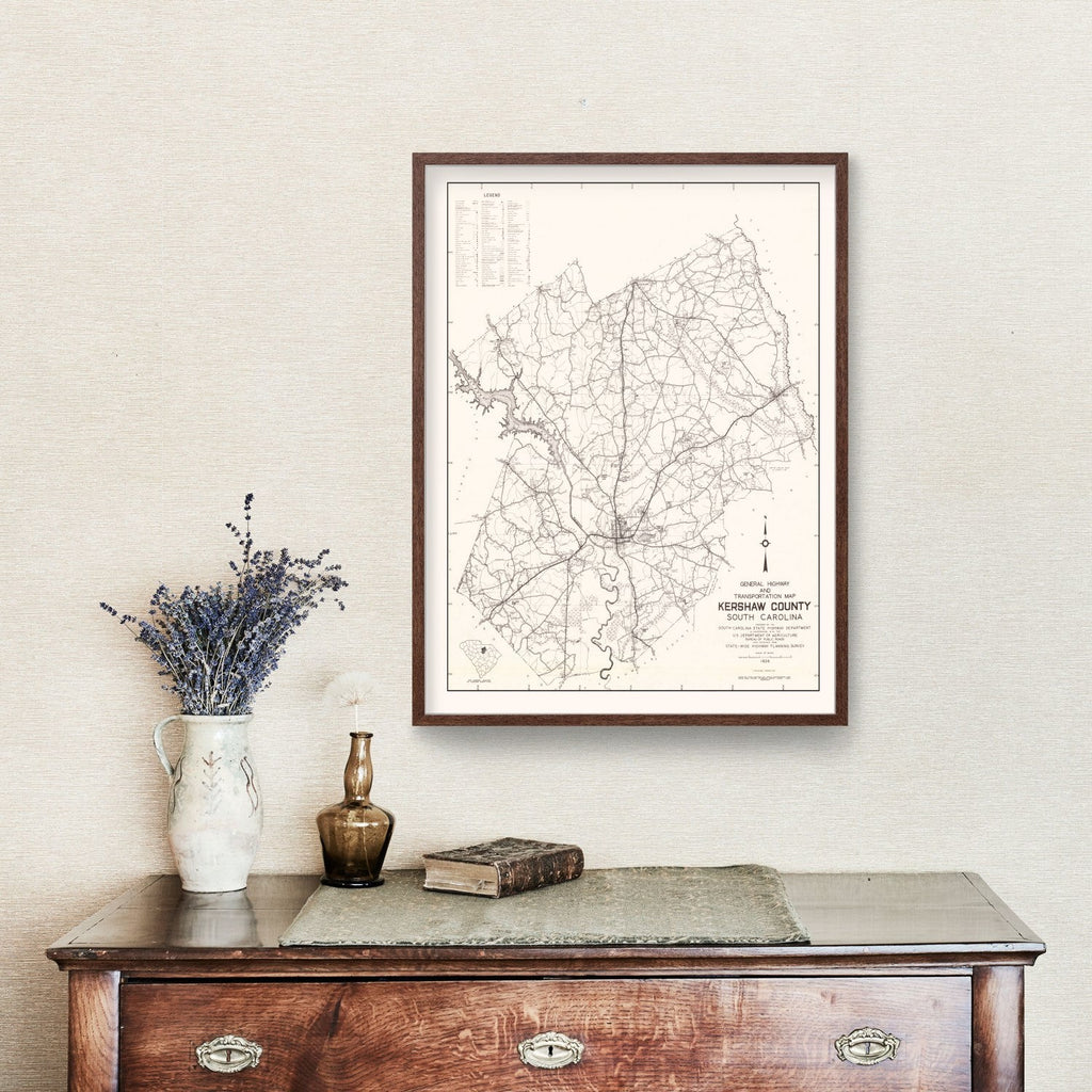 Vintage Map of Kershaw County, South Carolina 1938