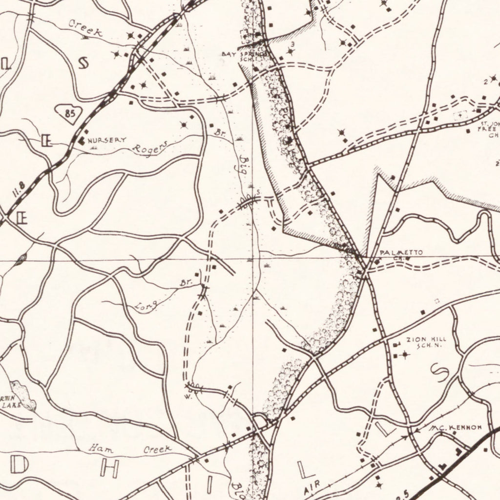 Vintage Map of Chesterfield County, South Carolina 1938