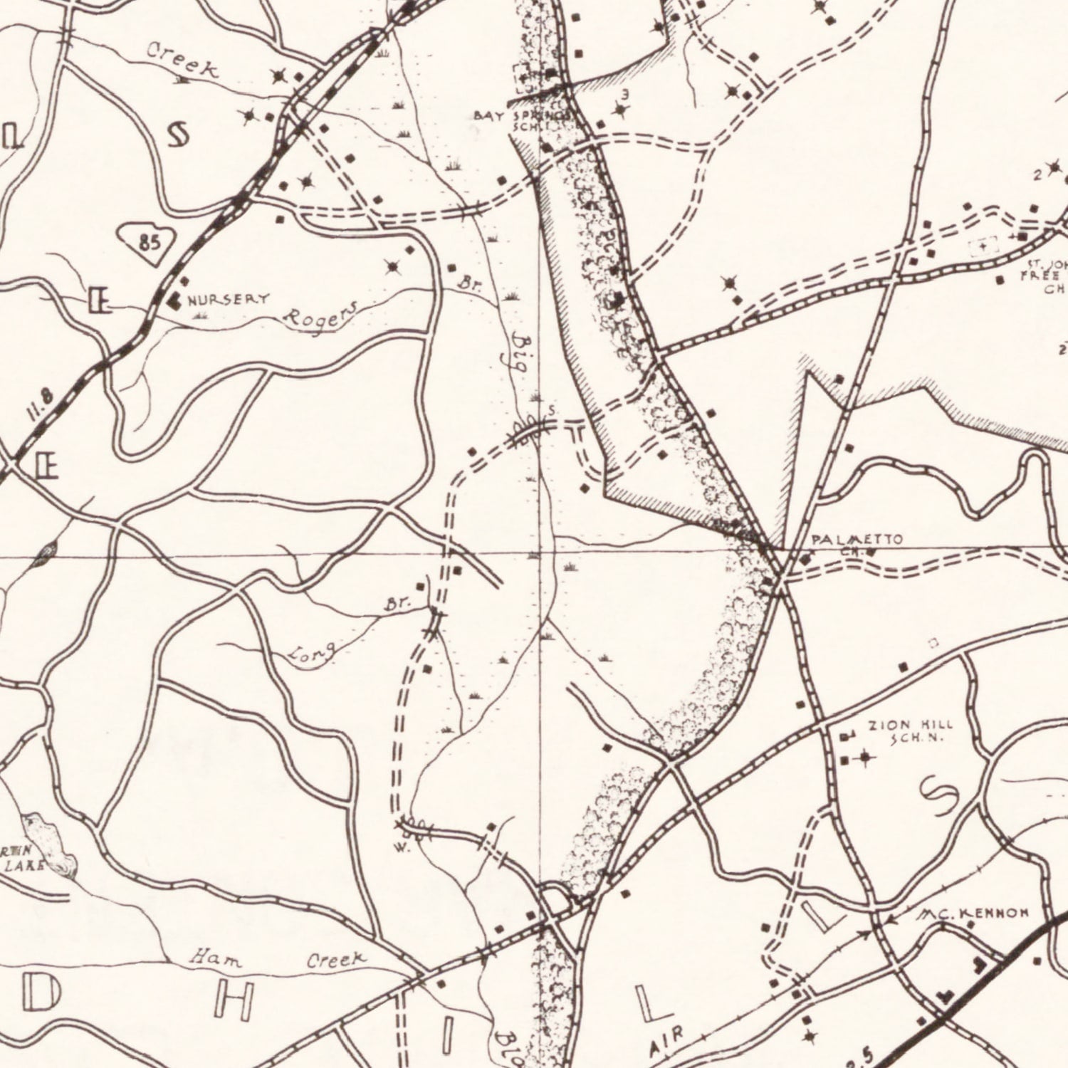 Vintage Map of Chesterfield County, South Carolina 1938
