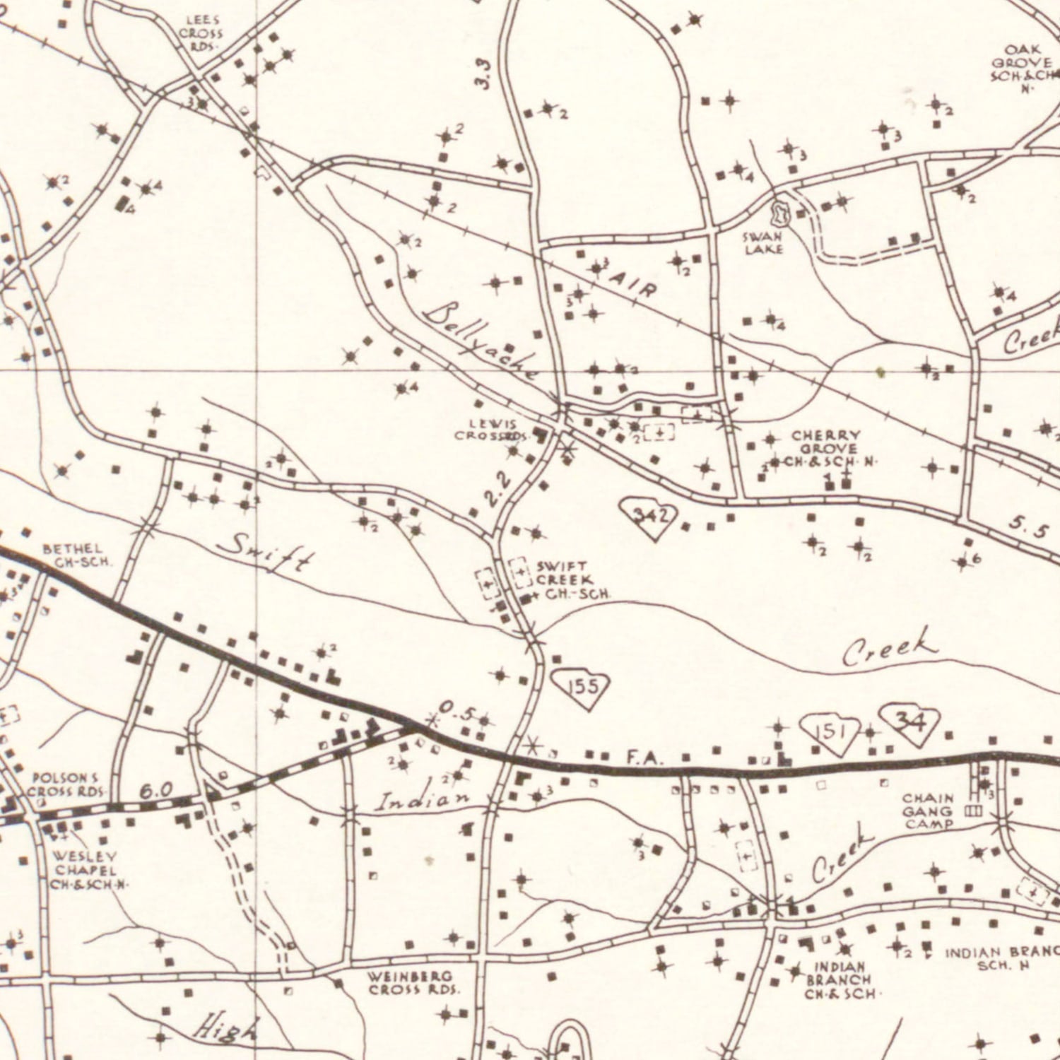 Vintage Map of Darlington County, South Carolina 1938