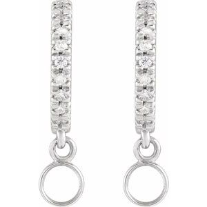 14K White Gold 3 mm Round .08 CTW Natural Diamond Semi-Set French-Set 16.1 mm Hoop Earrings – image 2