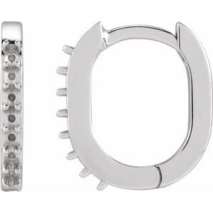14K White Gold Accented 15 mm Hinged Hoop Earring Mounting