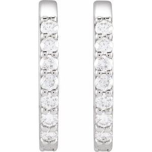 14K White Gold 1/8 CTW Natural Diamond 12 mm Hoop Earrings – image 2