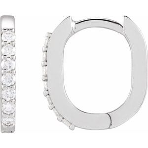 14K White Gold 1/6 CTW Natural Diamond 15 mm Hoop Earrings