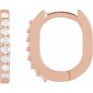 14K Rose Gold 1/6 CTW Natural Diamond 15 mm Hoop Earrings