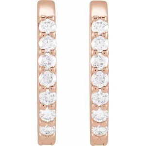 14K Rose Gold 1/6 CTW Natural Diamond 15 mm Hoop Earrings – image 2