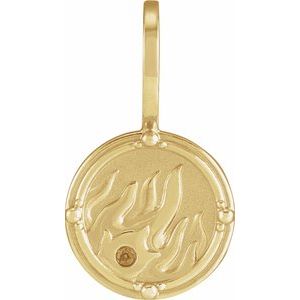 14K Yellow Gold 1.5 mm Round Accented Fire Element Pendant Mounting – image 7