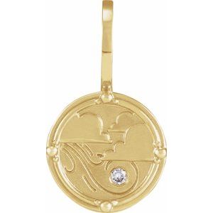 14K Yellow Gold .015 CT Natural Diamond Air Element Charm/Pendant