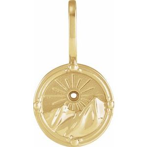 14K Yellow Gold 1.5 mm Round Accented Earth Element Pendant Mounting – image 7