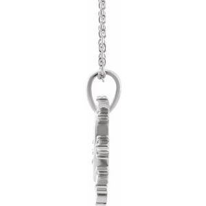 14K White .03 CT Natural Diamond Heart & Daggers 16-18" Necklace