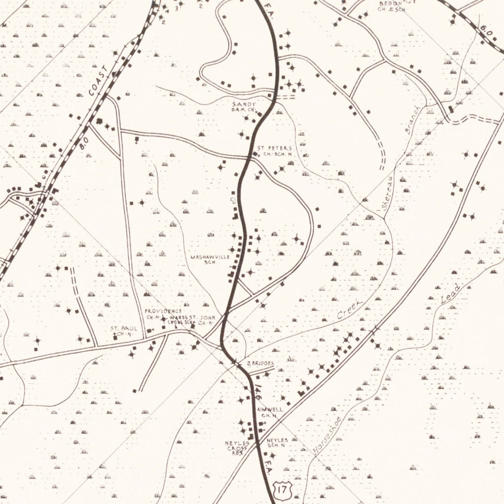 Vintage Map of Colleton County, South Carolina 1938